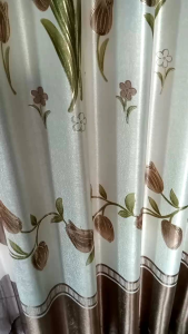Gorden Jendela Pintu Blackout Printing Bunga Tulip Coklat - Tirai Import Premium TERLARIS - Gordenmotif Bunga Printing/Kombinasi Warna - Ukuran Lebar Tersedia (PROMO)