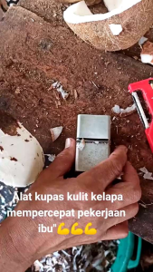 ALAT KUPAS KULIT KELAPA (2pcs) Dari kayu jati pisau super tajam