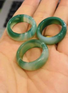 Nhẫn bản hẹ mã não vân xanh lá bản 0.3cm xinh yêu thời trang dễ thương may mắn