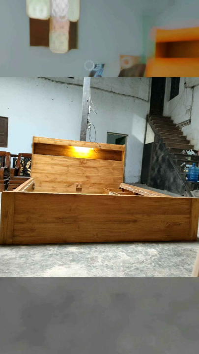 Dipan Box Custom Minimalis Warna Natural Doff, Tempat tidur Box kayu jati TERMURAH ,BISA COD
