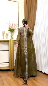 damla id gamis mewah tulle kekinian 2206 edisi zalina dress produk modern aksen payet kekinian 2025