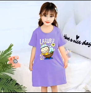 Dress Anak Perempuan Karakter Labubu Viral / Daster Anak Motif Labubu