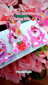 Kẹp Tóc Mái Chong Chóng Gấu Dâu - Gấu Hồng Dễ Thương Dành Cho Bé Yêu