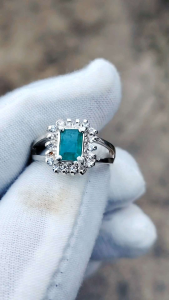 Natural Zambian Emerald 1.2 carat silver ring
