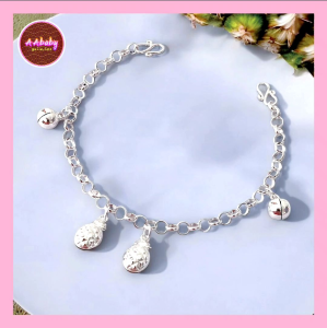🌈AAbaby Galleries AA430 Original Baby Silver Anklet Bracelet Pineapple Bells & Round Bells(Rantai Kaki/Tangan/Gelang Kanak)