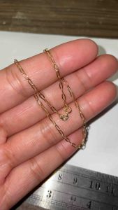 PAWNABLE18K Saudi Gold Lightweight Micro Paperclip Anklet (9.5”-10” approx)