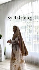 MAHDIYA OUTFIT - GAMIS HAIRIN 14 SYARI . BUSUI SET KERUDUNG. GAUN PESTA MUSLIMAH MEWAH ADEM - Bahan Ceruty, Busui Friendly, Lingkar Dada 110cm XL