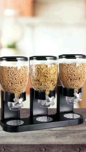 Dispenser Cereal Sereal Beras Kopi Tempat Penyimpanan Makanan Kering Sistem Putar