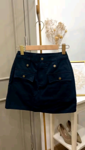 ●ECLAIRE● 043 Rok Skirt Mini Cotton Tebal Kasual Casual Trendy Korea Mode Modis Import Premium Navy 8266