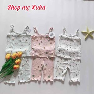 Bộ 2 dây quần lửng cotton tăm xuất Nhật bé gái