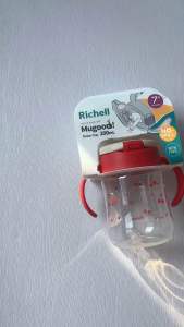 จัดส่งทุกวัน Richell MUGOOD step 2 แก้วหัดดูด แก้วหลอดดูดกันสำลัก 200 มล.คว่ำไม่หก ตกไม่แตก