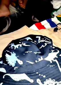 T.I - Topi Anak Laki Navy Dino Printing Bucket Hat Import