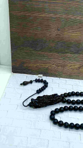 MAHEN CRAFT kalung tasbih kayu kelor hitam ukiran naga C41