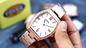 JAM TANGAN WANITA FOSS RANTAI STAINLESS TANGGAL AKTIF DM 3.7CM ANALOG QUARTZ