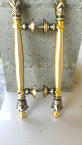 Handle Pintu Rumah Kuningan Baut Tembus Motif Nanas Antik 45 cm 2 pcs