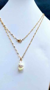 Kalung Wanita Liontin Labubu Titanium Gold Cxb071124