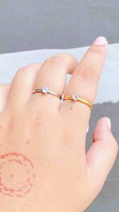 Cincin Wanita Terbaru Permata Titanium Gold Dan Silver Cxb061124