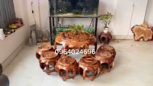 bộ bàn ghế đôn trống gỗ Cẩm ( có ship toàn quốc )