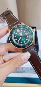 ĐỒNG HỒ NAM CHÍNH HÃNG Citizen NJ0173-18X Automatic Sports Green Dial Brown Leather For Men