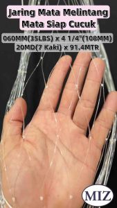 060 x 4 1/4"( 108MM ) x 20MD ( 7 Kaki ) x 91.4MTR Mata Melintang Siap Cucuk Fishing Net Jaring Tangsi Pukat JaringKosong