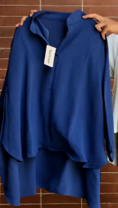 Kemeja Rose V Neck Wanita: Blouse Oversize Lengan Panjang Dewasa