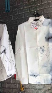 เสื้อเชิ้ตคอปก แขนยาว ลายควัน ผ้านิ่มมาก ใส่เท่ๆ