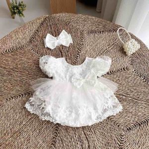 (3-12kg) Body Váy Nơ Trắng NHÍM XÙ KIDS Cho Bé Gái Sơ Sinh Đầy Tháng Thôi Nôi B118