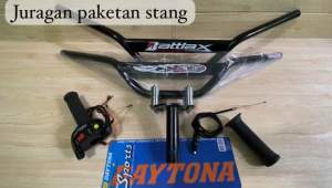 Stang trail paketan stang trail monster plat hitam+adaftor stang+gas spontan 2tombol