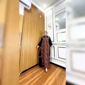 Longdress gamis Renda ld 115cm resleting depan Rayon Santung adem