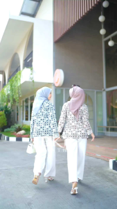 Baju Batik Couple Pasangan Kemeja Dan Blouse Ayunda Kondangan Terbaru Seragam Kerja Kantor Bahan Katun Kombinasi Jaring M L XL XXL