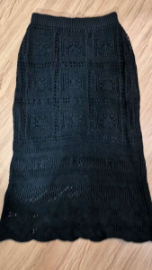 กระโปรงถักยาวทรงโครเซต์ กระโปรงถักสไตล์โบฮีเนียน กระถักทรงเข้ารูบ เอวยืด ฟรีไซส์ มีซับ เอวสูง