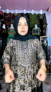 gamis mahendi bordir rempel abu
