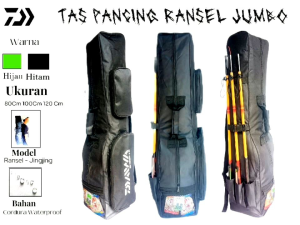 Tas Joran Pancing Jumbo Ransel Daiwa JST Warna Hitam Dan Hijau Ukuran 80cm 100cm 120cm
