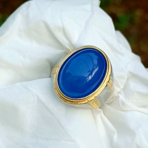 CINCIN BATU BLUE SPIRTUS CHALCESODNY RING TITANIUM