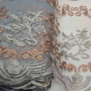 (COD) Kain Tulle Bordir Sapto Twotone | Tulle Kombinasi Warna | Motif Sapto Mewah | Kain Meteran