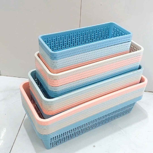 Combo 5 rổ dài đựng đồ đa năng đựng hũ gia vị quán ăn nhựa Châu Hưng