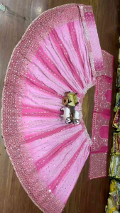 [PRE-ORDER] Semistitched Faux Georgette With Real Mirror and Embroidered Lengha ( Delivery 15 days )
