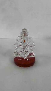 พระพิฆเนศ 2 เศียร/ Crystal Lord Ganesh Ji Idol Decorated/ Red/ Made in India