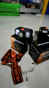Senter Kepala Mini 3 LED 24W + 10W / USB Charger Headlamp