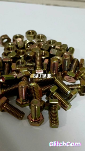 Baut Mur Kuning - Baut 10/6mm x 25cm (Paket 50pcs)