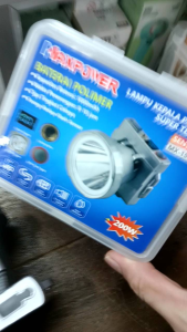 SENTER KEPALA MAXPOWER 200w MX-1578 BATERAI POLYMER - SENSOR - HEADLAMP 200 WATT - Motif hitam carbon