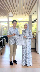 Couple Sarimbit Keluarga Maxmara Silk Premium Gamis Couple Pasangan Ibu Ayah Anak 2-13 Tahun Family Set Camila Iceblue Silver Seragam Keluarga Modern Terbaru