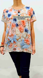 Women Blouse Shirt Stretchable Short Sleeve Perempuan Ringan Selesa