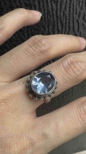 Natural Genuine | Loveau Jewel | • Blue Topaz Ring • S925 | Adjustable • Stone Measurement: 12.4 x 10.8mm
