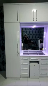 lemari pakaian sliding 2 pintu dan meja rias box hijab | lemari baju sleding geser pintu 2 full cermin dan meja rias box hijab | tempat hijab | meja rias