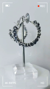 [D.T.C Crystals] 25mm Silver Night Hoop Earrings Wire-wrapped with Swarovski Element Crystals