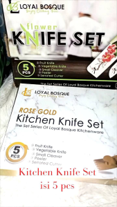 Abee Pr-671 (pake box) Cantik Set Pisau Dapur Flower Serbaguna 5in1 Green & Gold