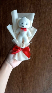 Buket Bouquet Mini Boneka teddy bear mini Polos kain spunbond