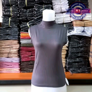 Baju Manset Tanpa Lengan Buntung Wanita Kerah Shanghai Leher Turtle Neck Yukensi Polos Dalaman Perempuan Warna Kulit Bahan Rayon Spandek Kaos Daleman Cewe Hijab Dewasa Anak Tangan Pendek Panjang Mangset Atasan Cewek Jumbo Big Size LD 120 140 Katun Premium
