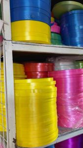 ริบบิ้น ตราระฆัง เบอร์ 2 เนื้อทราย #2 ม้วนใหญ่ ริบบิ้นทำพวงมาลัย ริบบิ้นโปรยทาน กว้าง 12 มม. ยาว 300-320 หลา ริบบิ้นพับเหรียญ ราคาต่อ 1 ม้วน